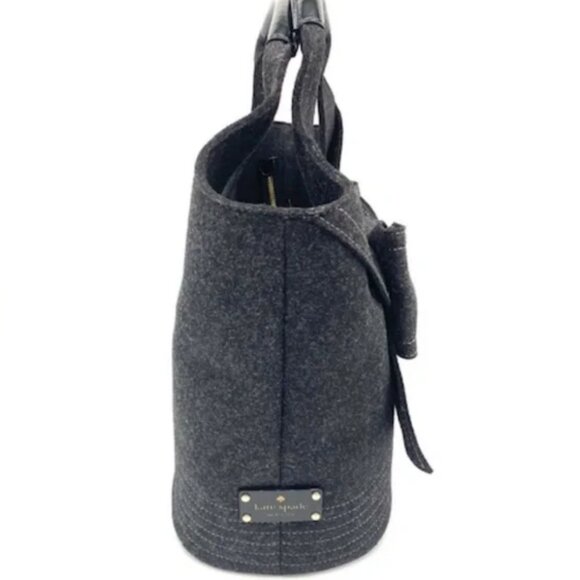 Kate Spade Walker Charcoal Wool Tate Handbag~Rare~Vintage~Classic - Picture 9 of 9